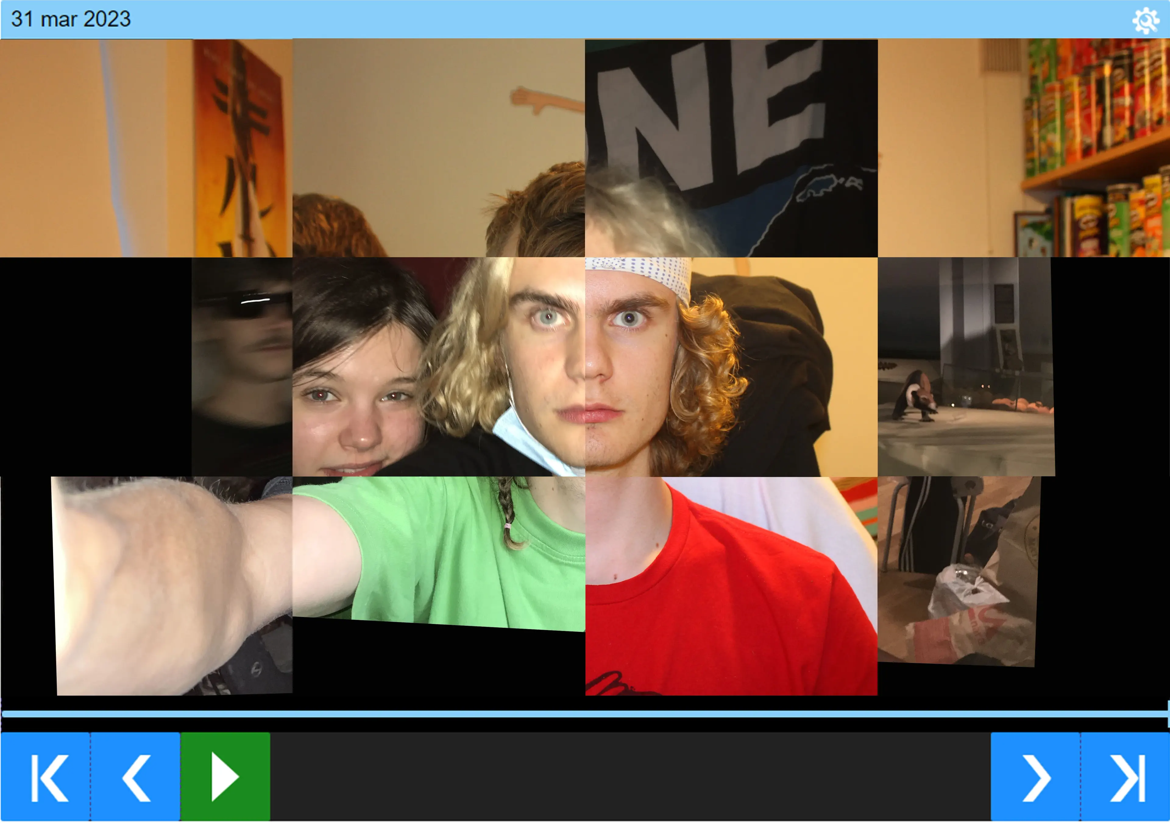 A mosaic of my face in the player